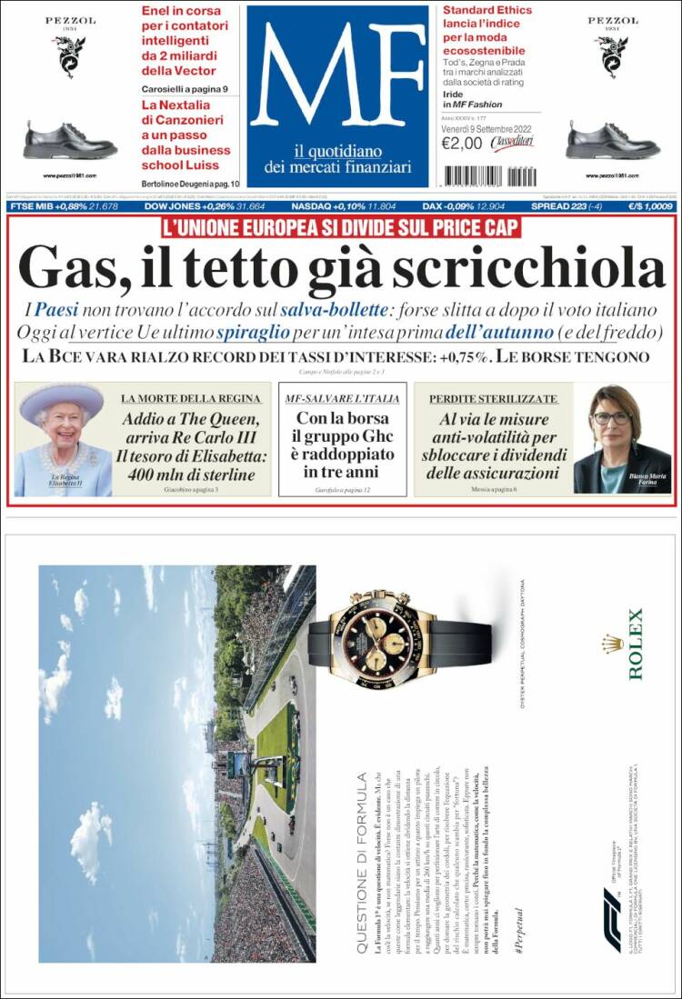 Portada de Milano Finanza (Italia)