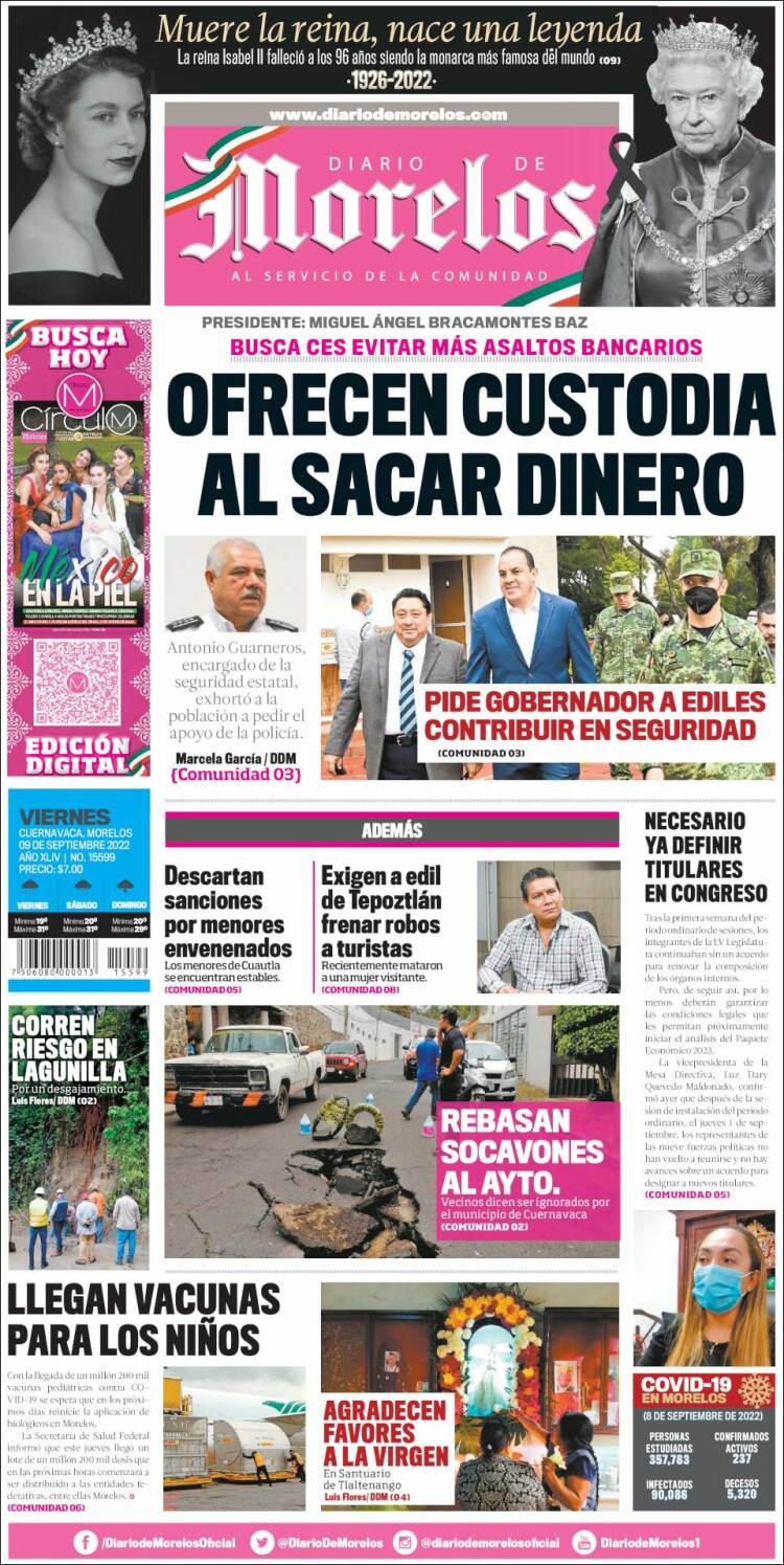 Portada de Diario de Morelos (Mexique)