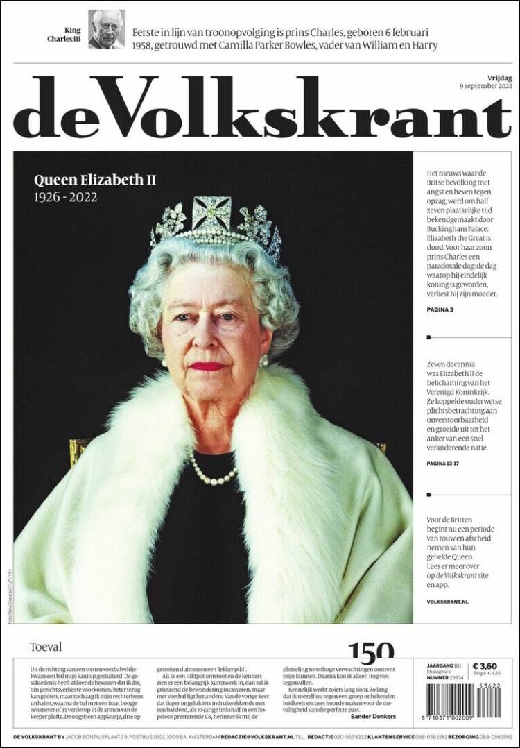 Portada de De Volkskrant (Pays-Bas)