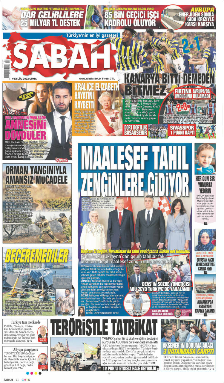 Portada de Sabah (Turquie)