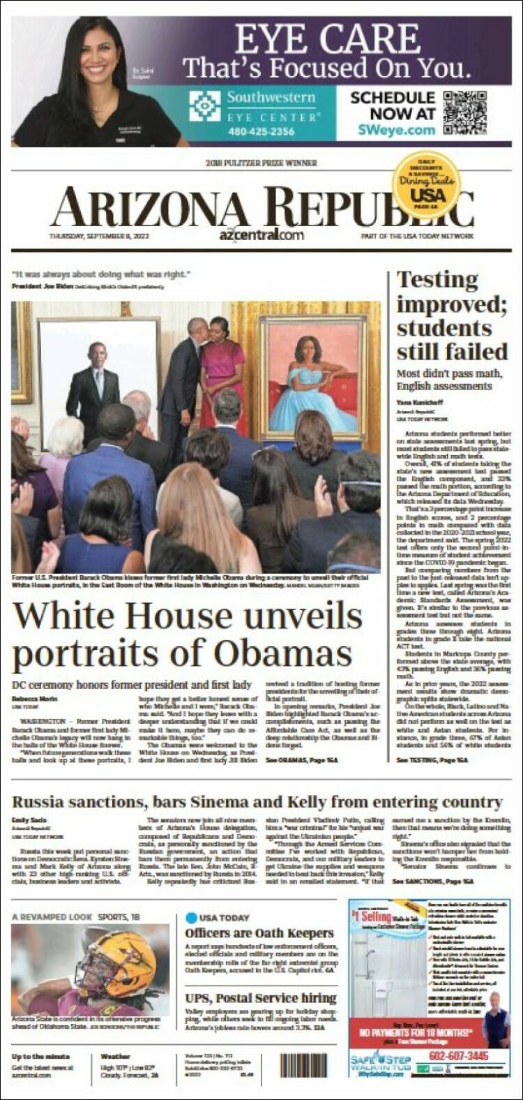 Portada de Arizona Republic News (USA)