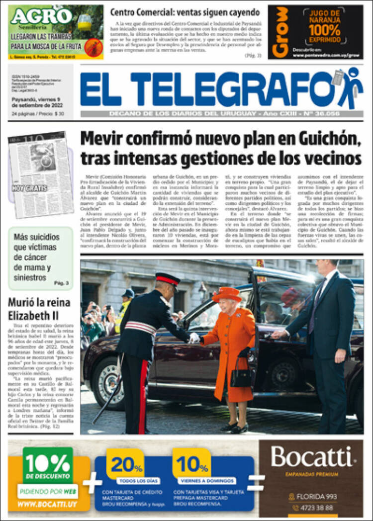 Portada de El Telégrafo (Uruguay)