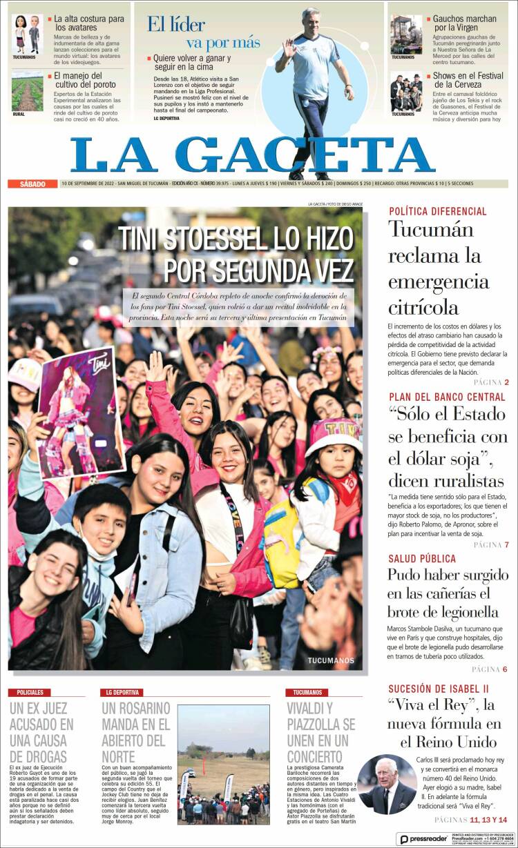 Portada de La Gaceta (Argentina)