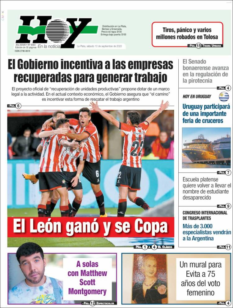 Portada de Diario Hoy (Argentina)