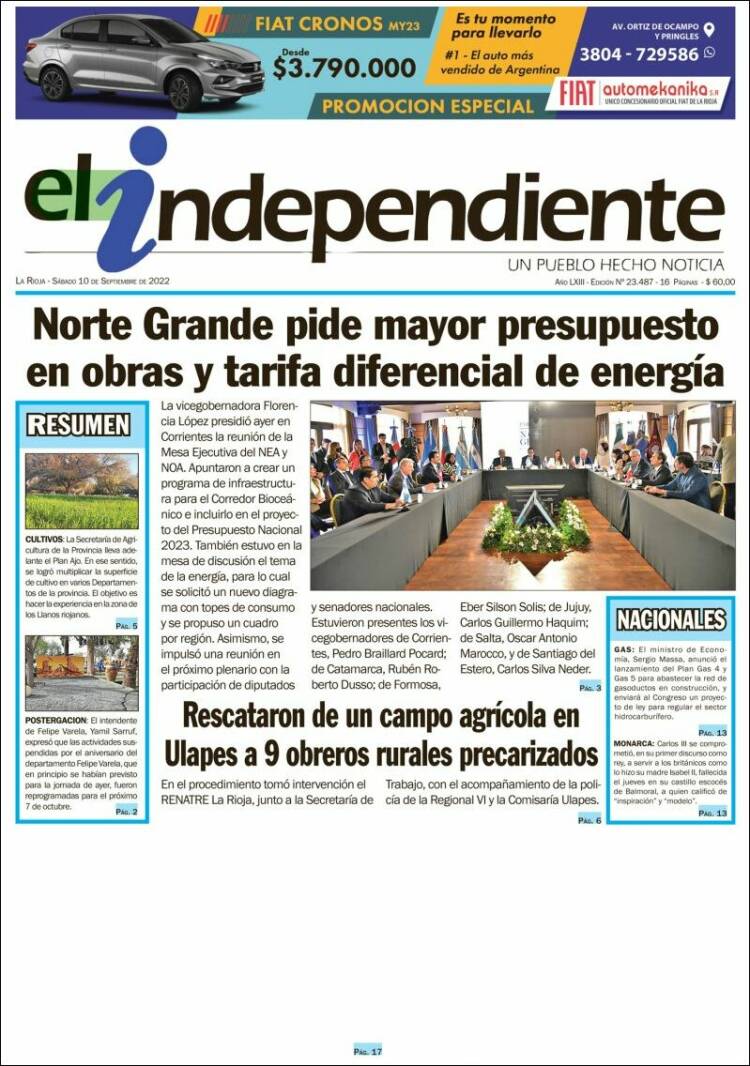 Portada de El Independiente (Argentina)