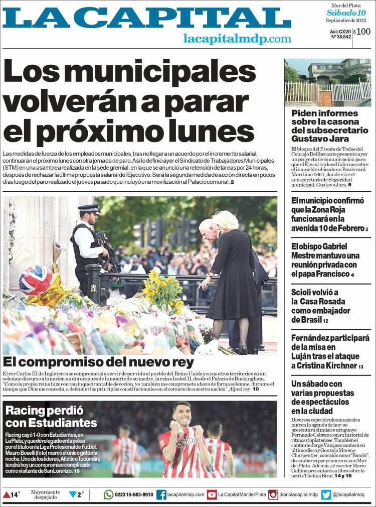 Portada de Diario La Capital - Mar del Plata (Argentina)