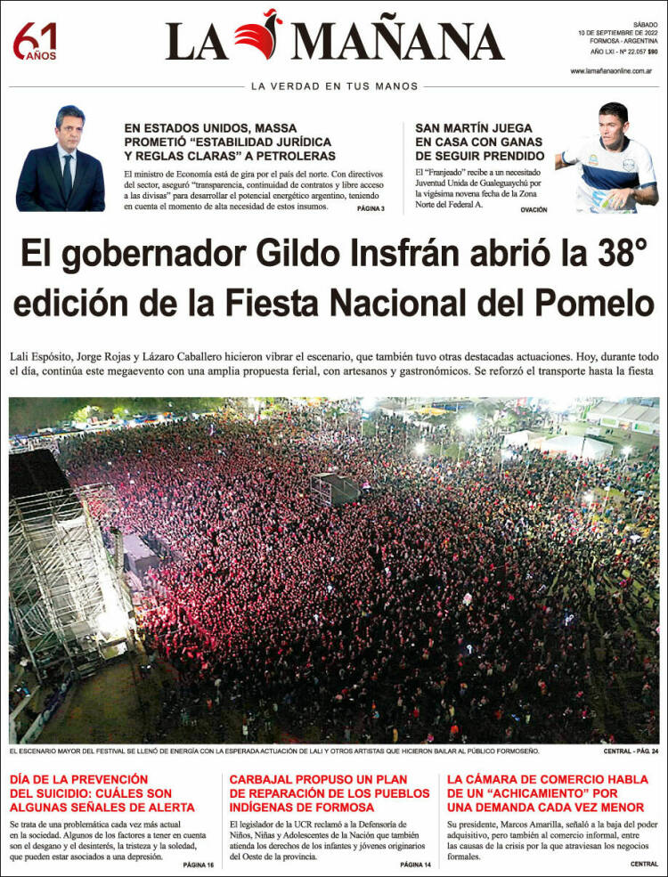 Portada de Diario La Mañana (Argentina)