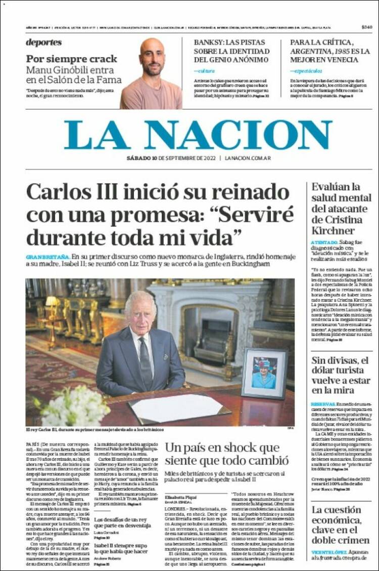 Portada de La Nación (Argentina)