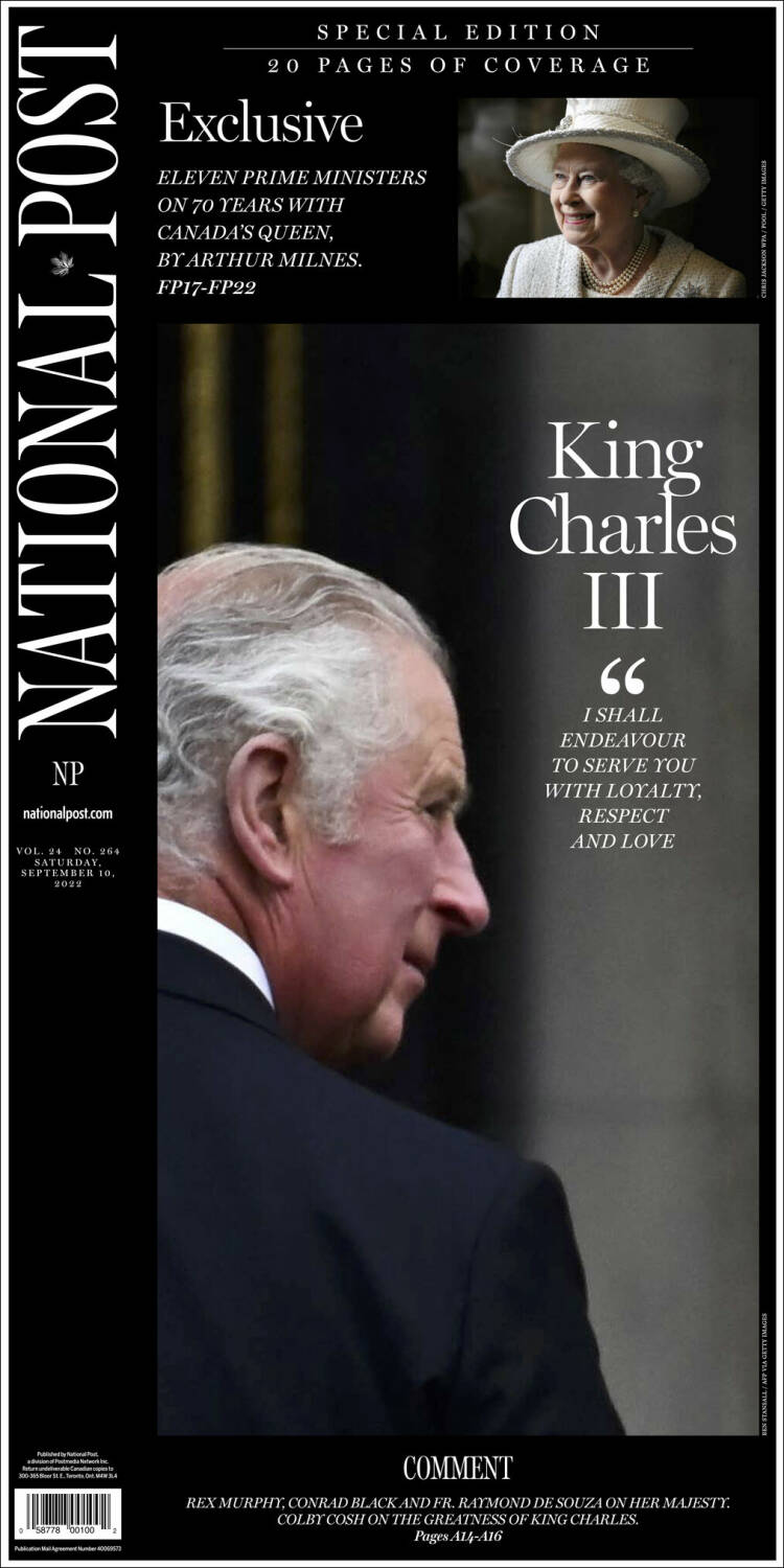 Portada de The National Post (Canada)