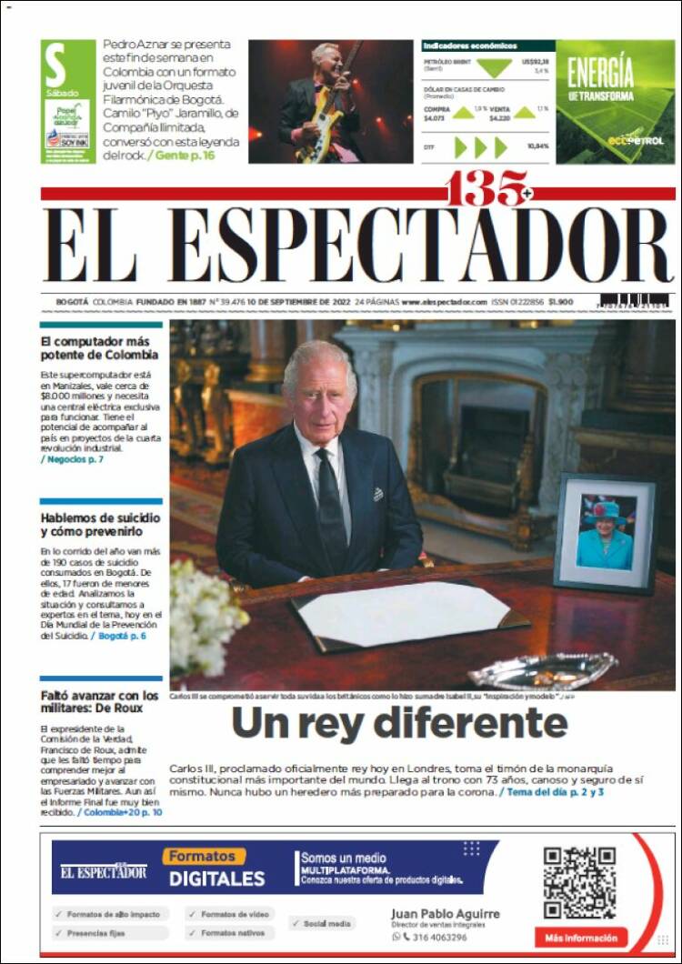 Portada de El Espectador (Colombia)