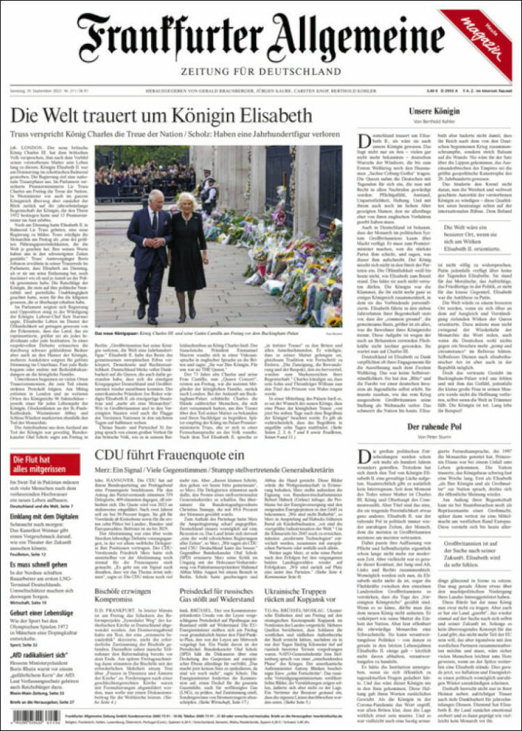 Portada de Frankfurter Allgemeine (Alemania)