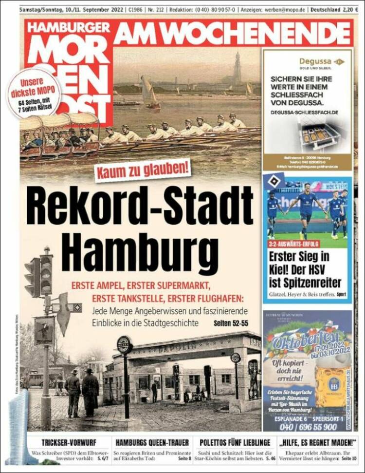 Portada de Hamburger Morgenpost  (Alemania)