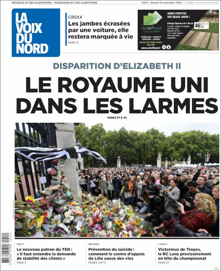 Portada de La Voix du Nord (Francia)