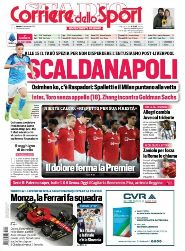 Portada de Corriere dello Sport (Italia)