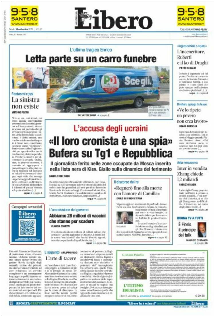 Portada de Libero (Italia)