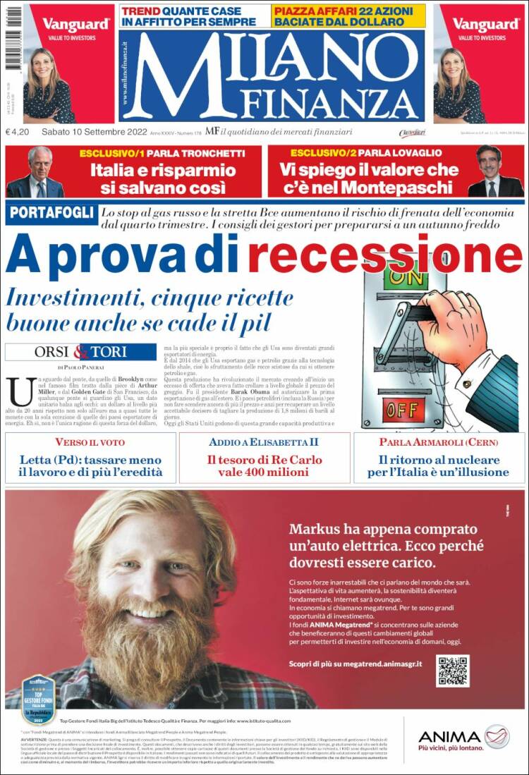 Portada de Milano Finanza (Italia)