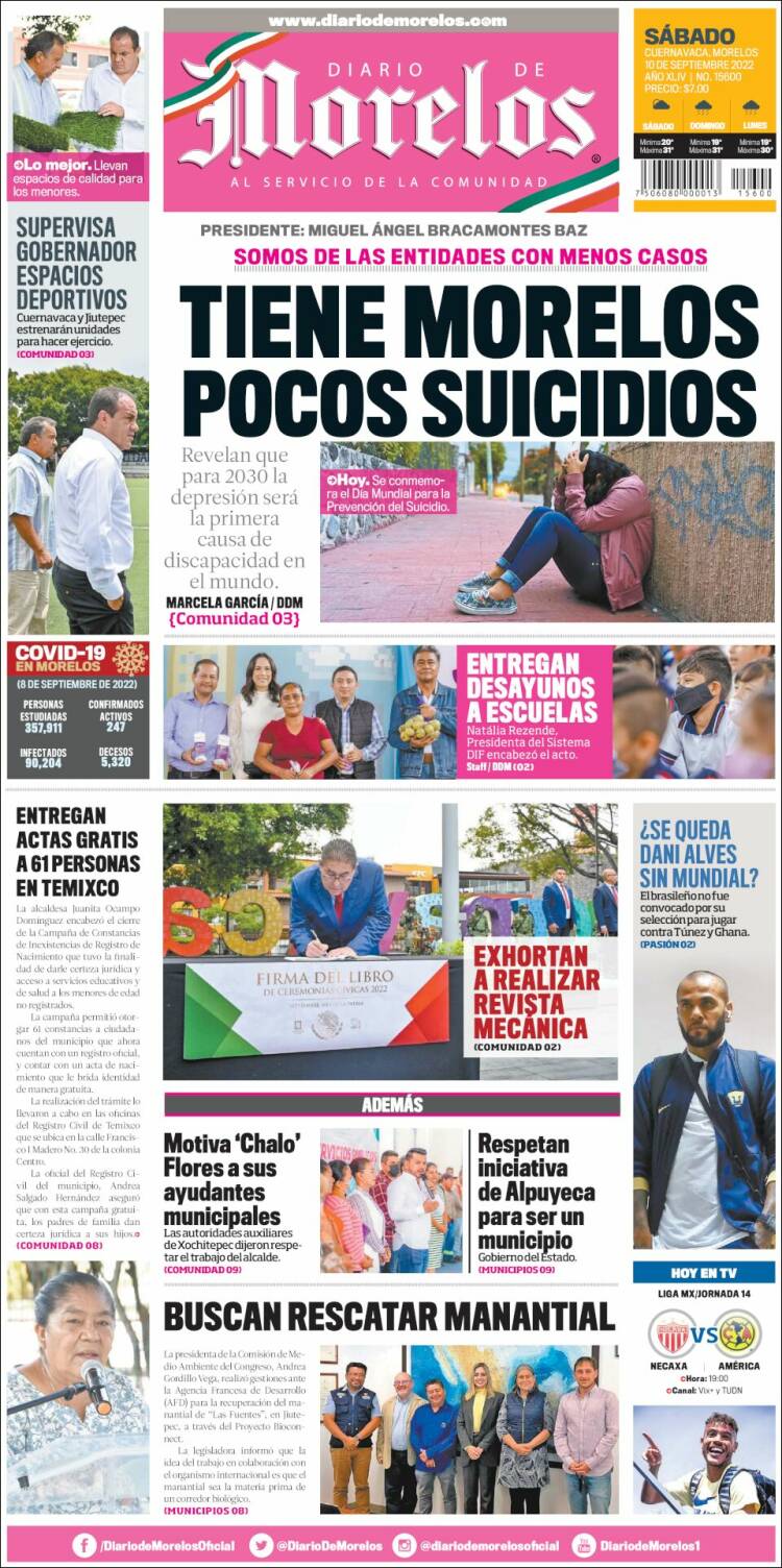 Portada de Diario de Morelos (México)