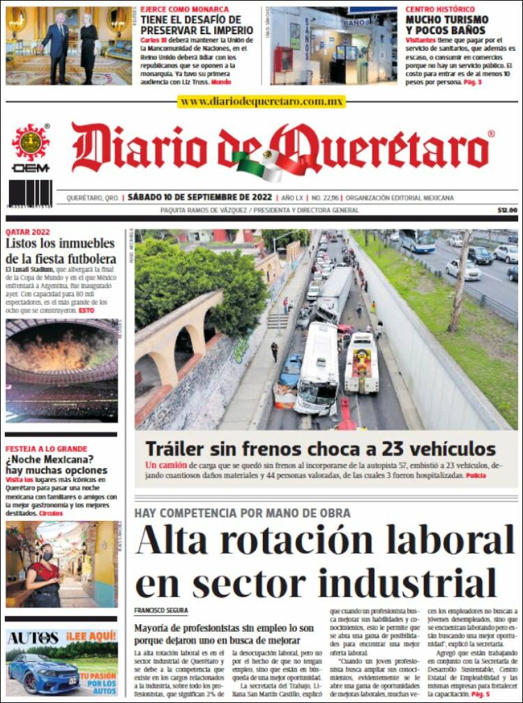 Portada de Diario de Querétaro (México)