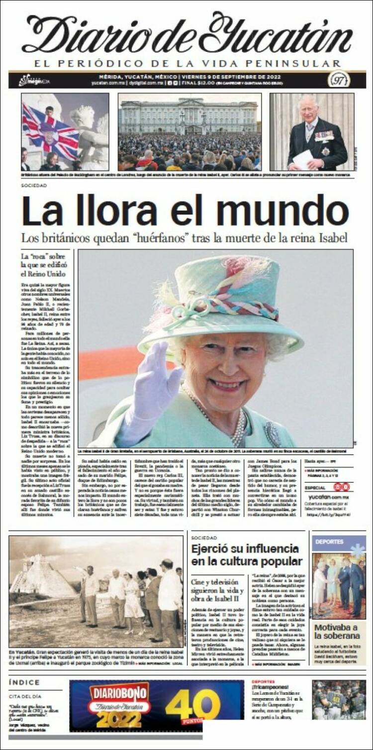 Portada de Diario de Yucatán (México)