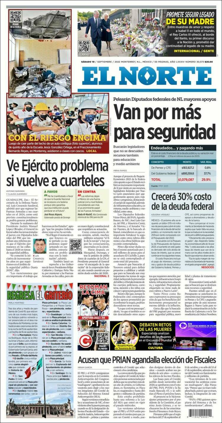 Portada de El Norte (México)