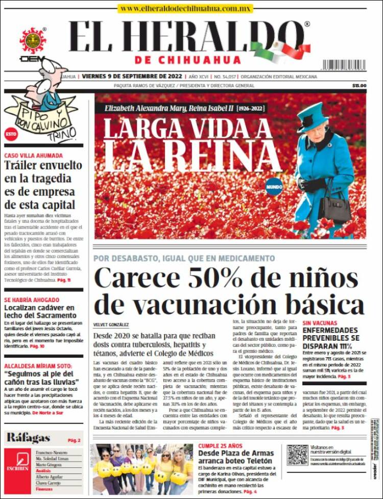 Portada de El Heraldo de Chihuahua (México)