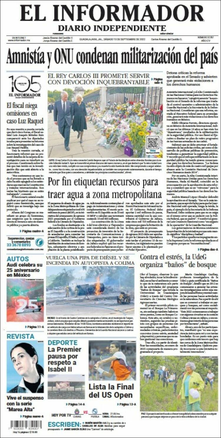 Portada de El Informador (México)