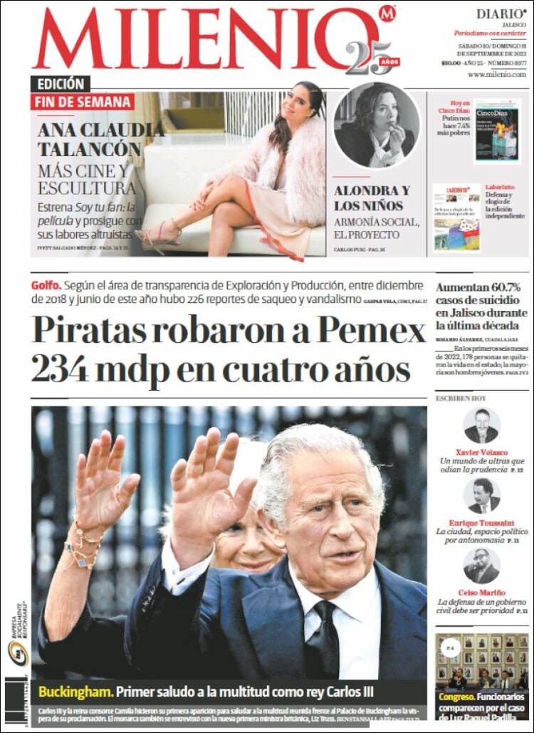 Portada de Milenio - Jalisco (México)