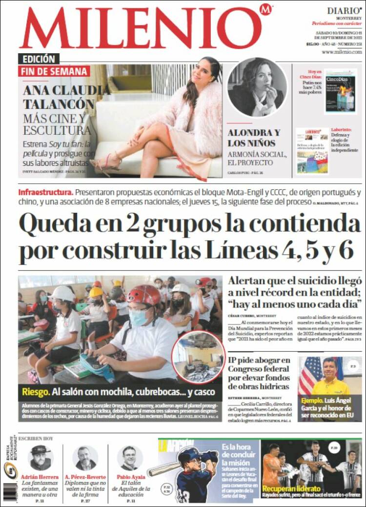 Portada de Milenio de Monterrey (México)