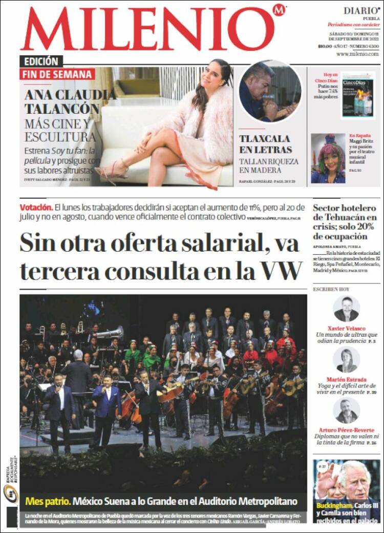 Portada de Milenio de Puebla (México)