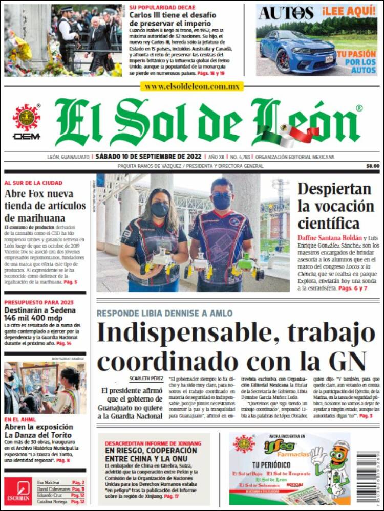 Portada de El Sol de León (México)