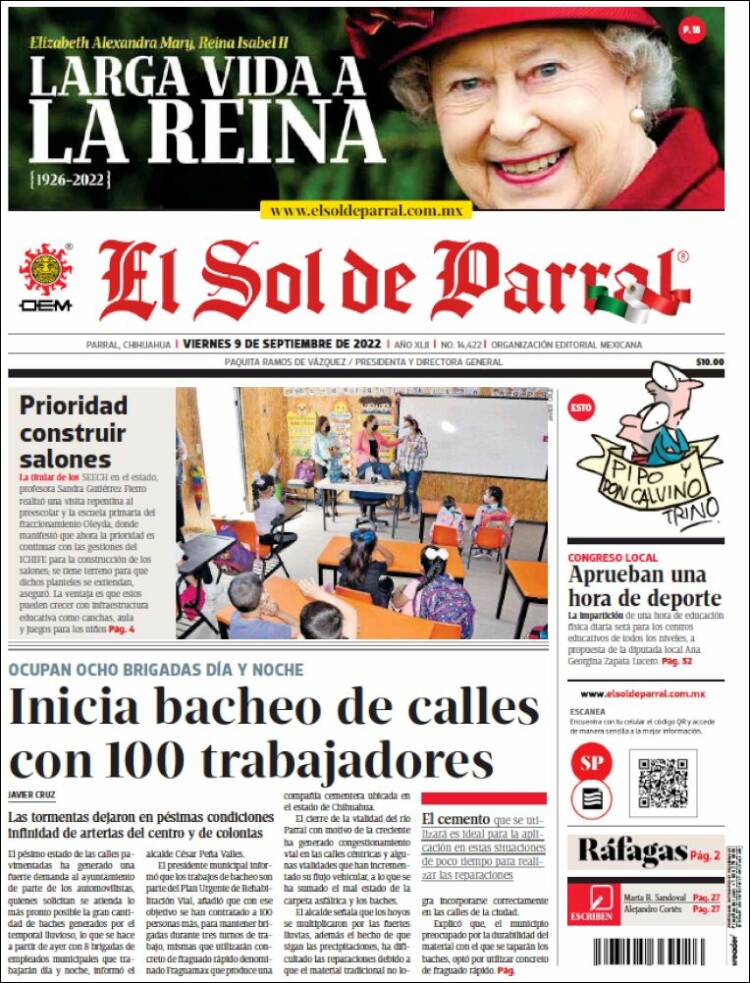 Portada de El Sol de Parral (México)