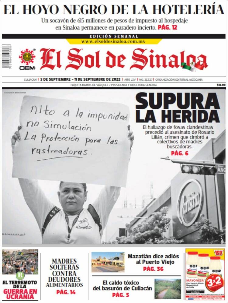 Portada de El Sol de Sinaloa (México)