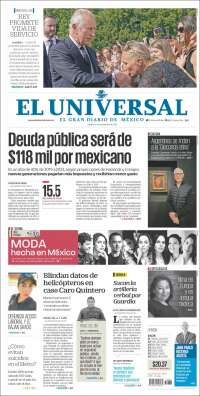 Portada de El Universal (México)