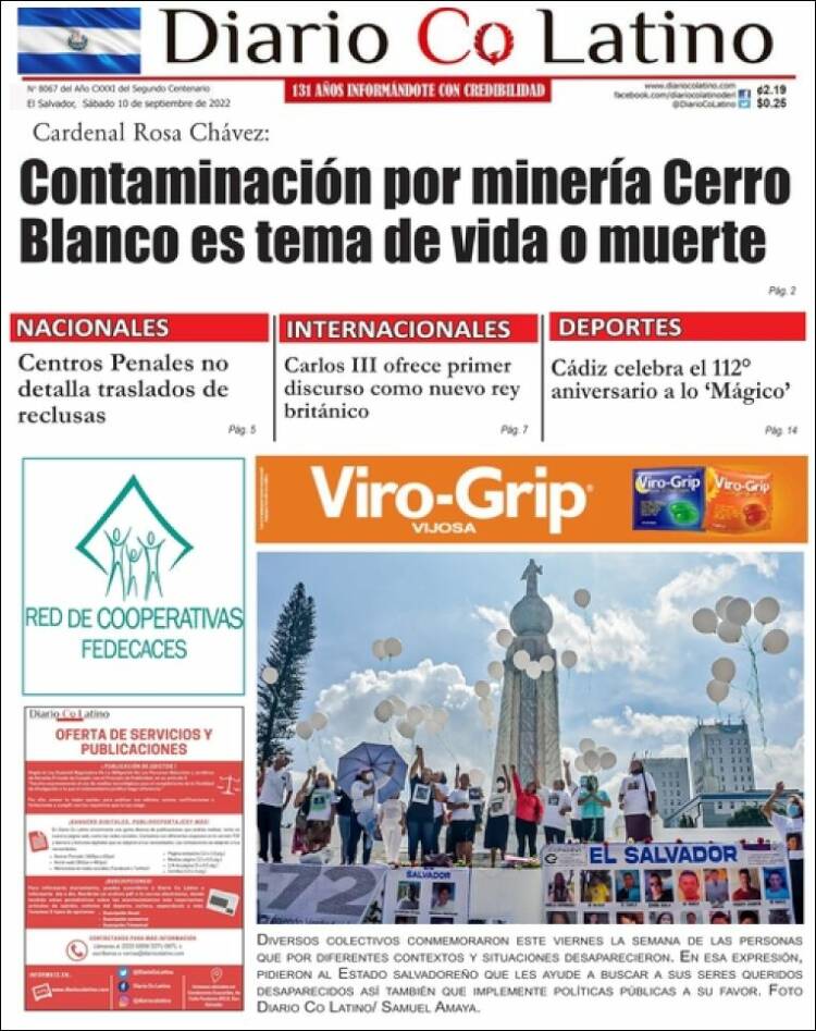 Portada de Diario Co Latino (El Salvador)
