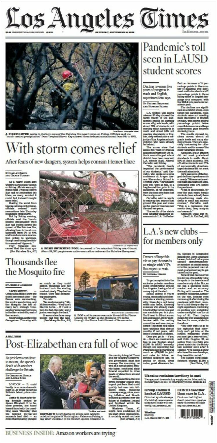 Portada de Los Angeles Times (USA)