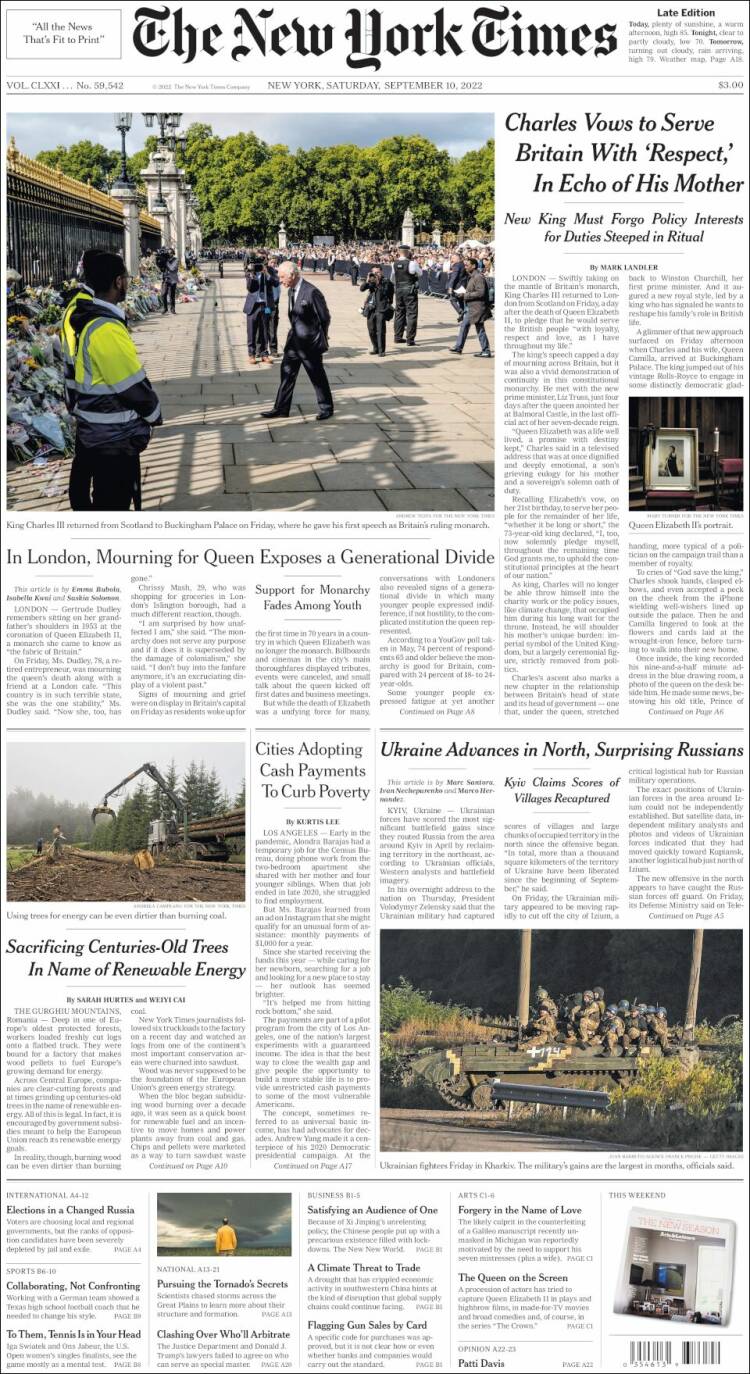 Portada de New York Times (USA)