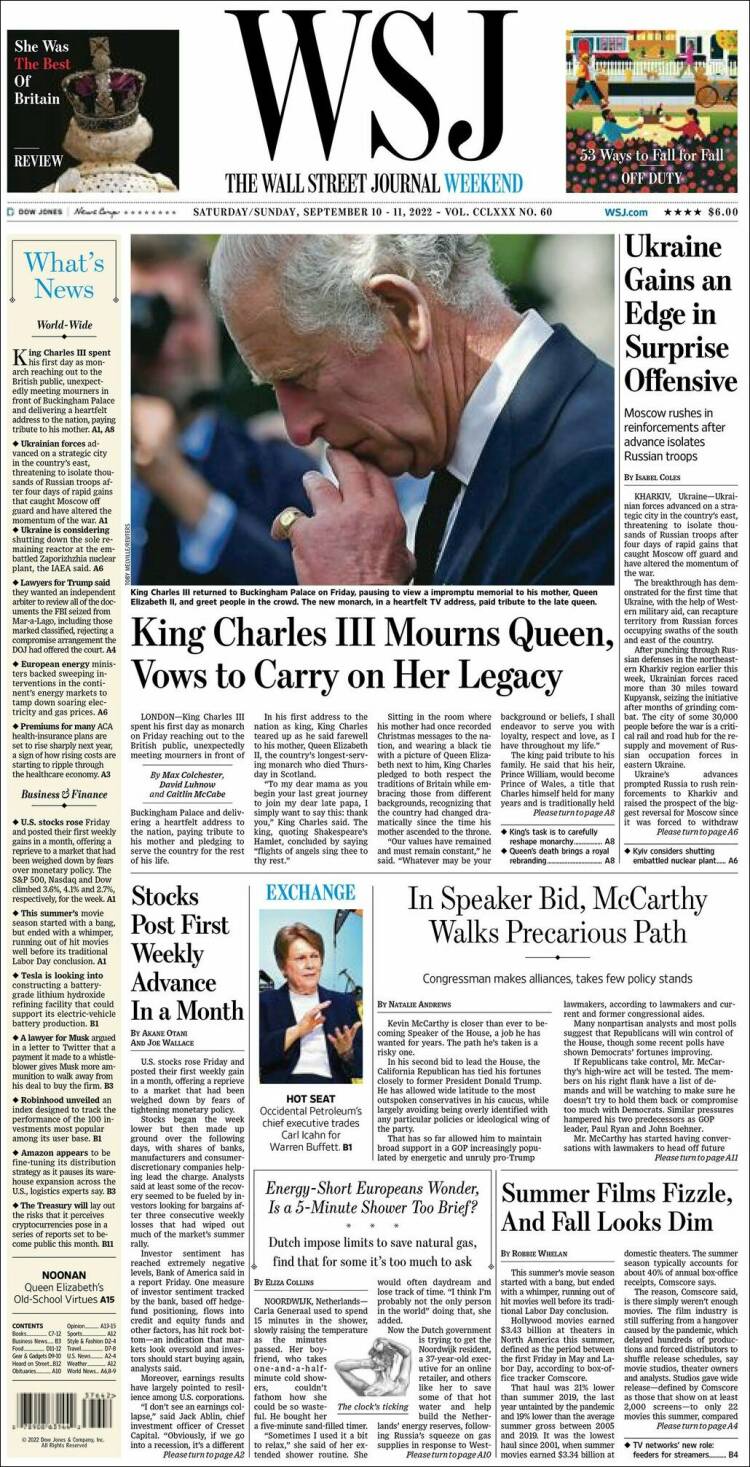 Portada de Wall Street Journal (USA)