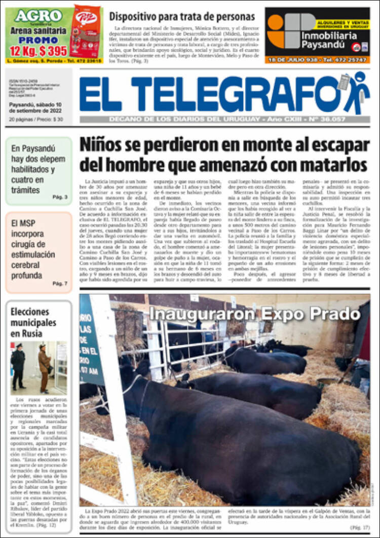 Portada de El Telégrafo (Uruguay)