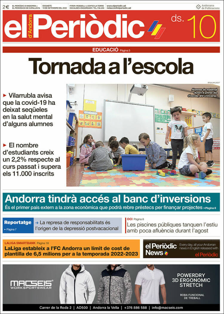 Portada de El Periòdic d'Andorra (Andorra)