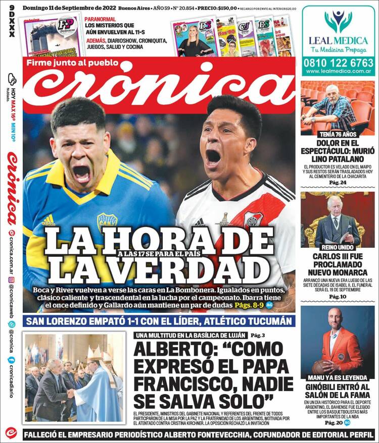 Portada de Crónica (Argentina)