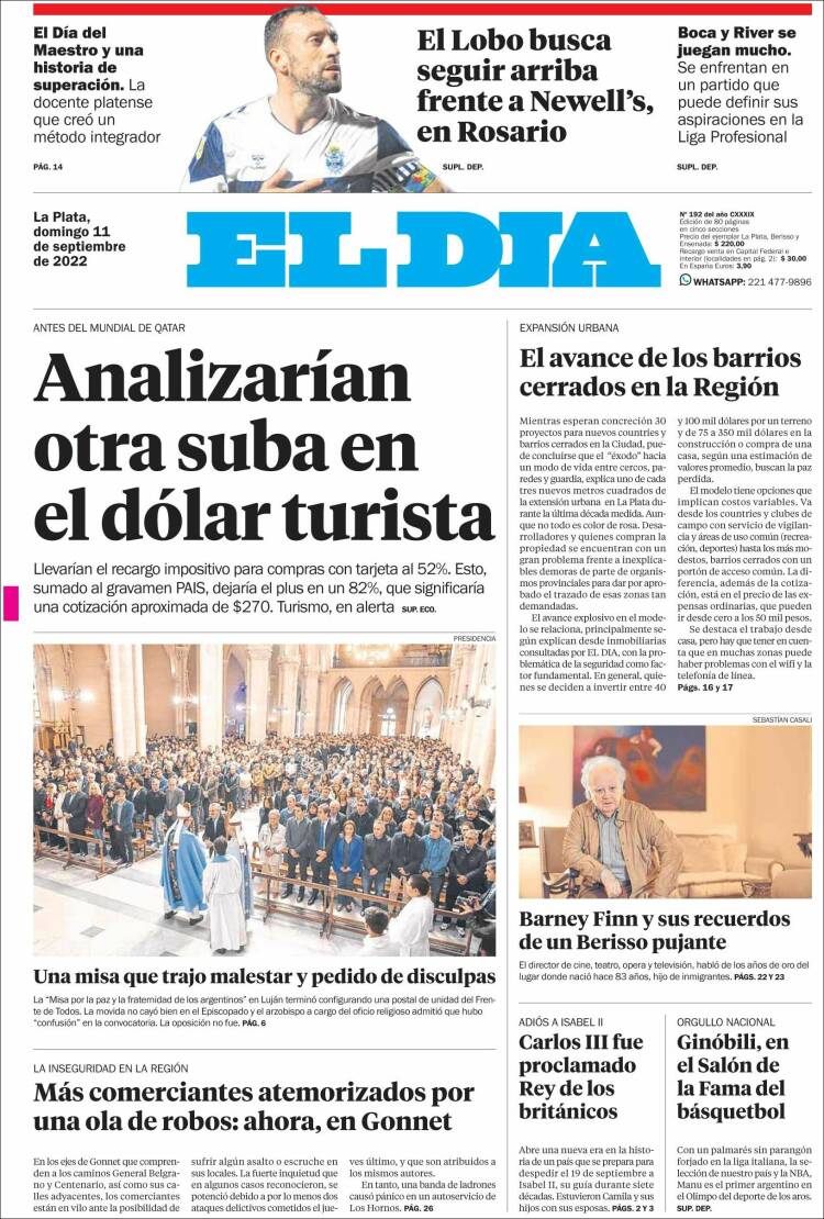 Portada de El Día de la Plata (Argentina)