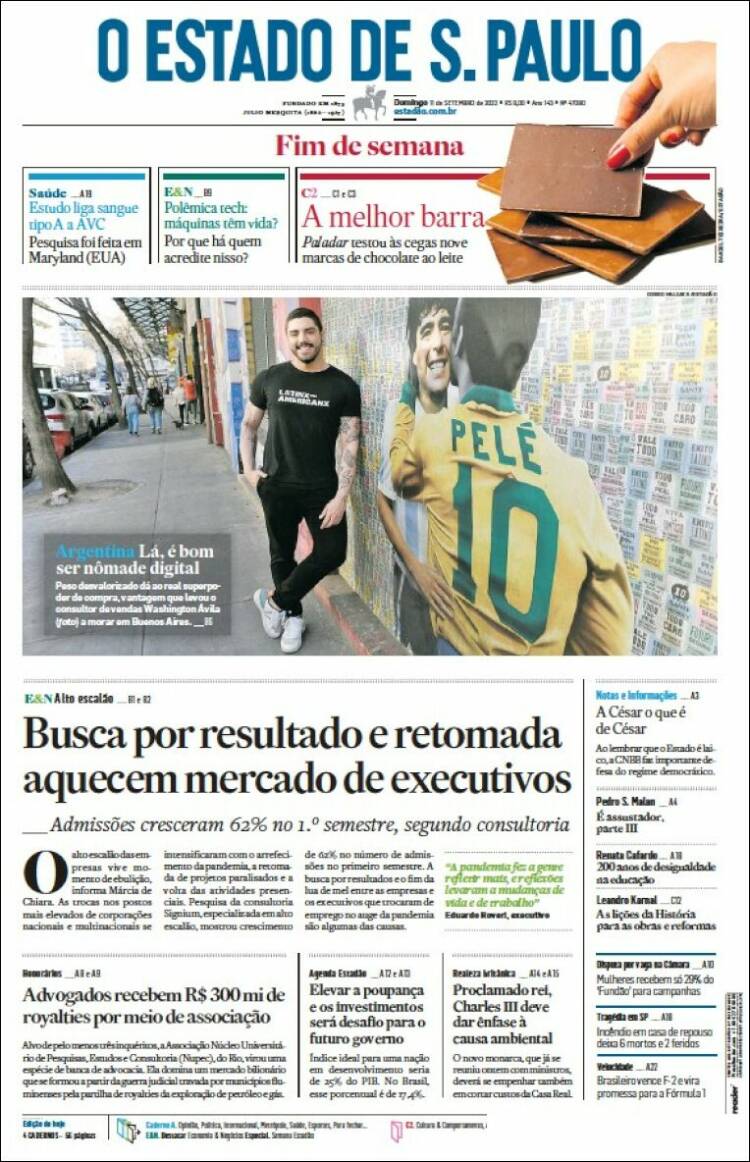 Portada de O Estado de São Paulo (Brasil)