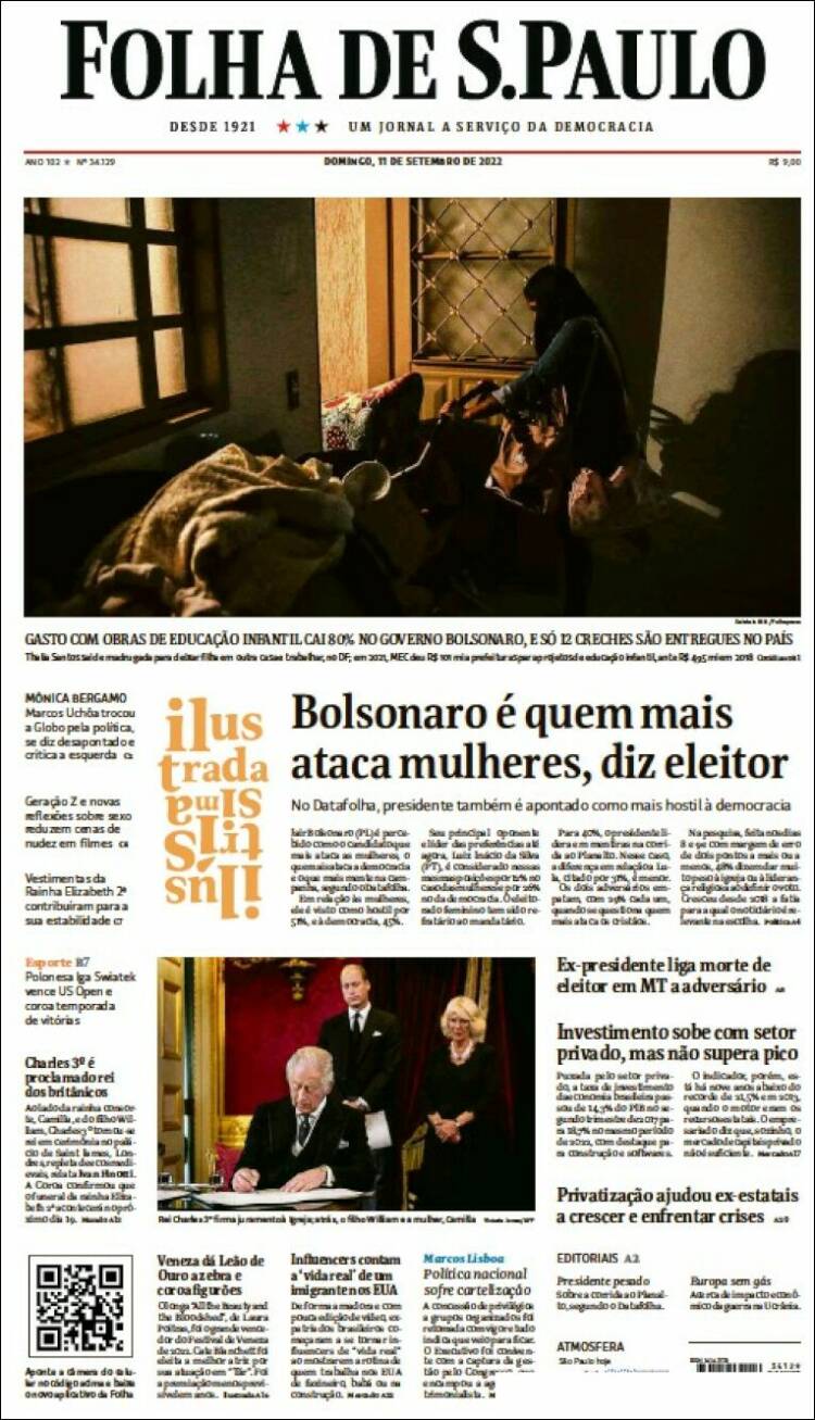 Portada de Folha de São Paulo (Brasil)