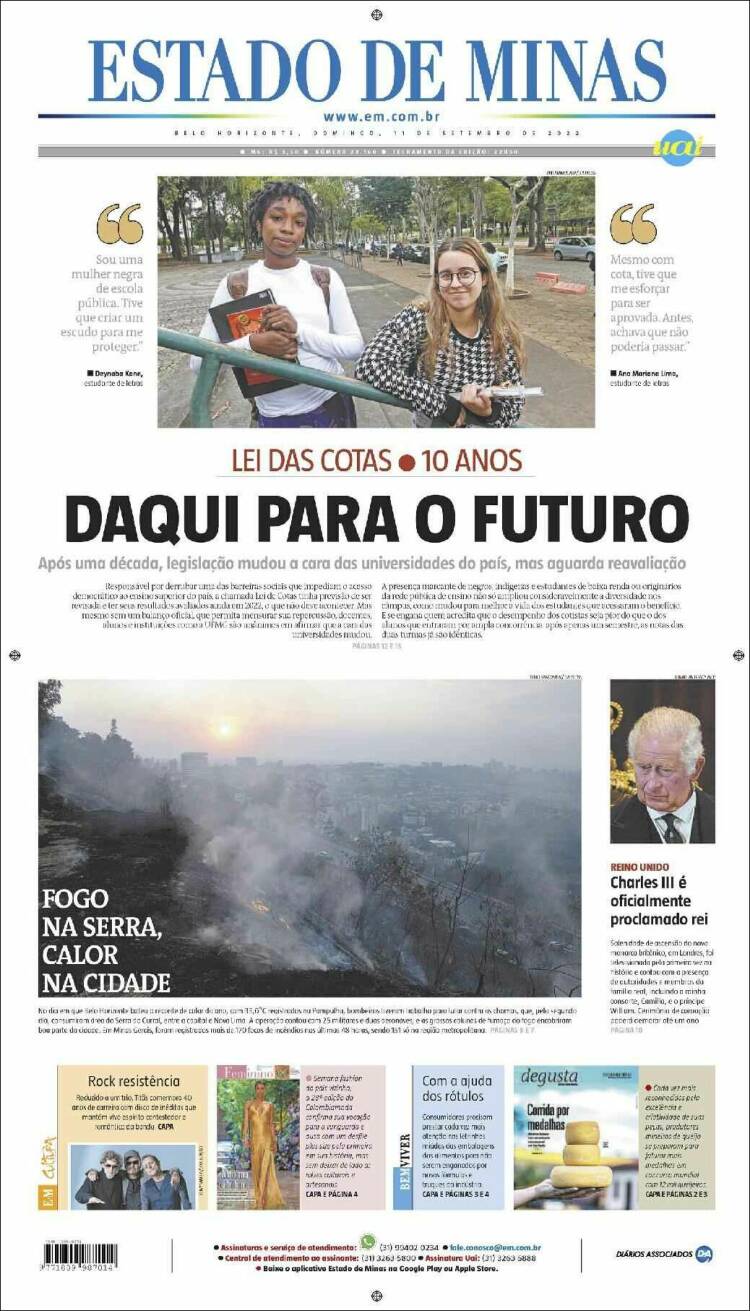 Portada de Jornal Estado de Minas (Brasil)