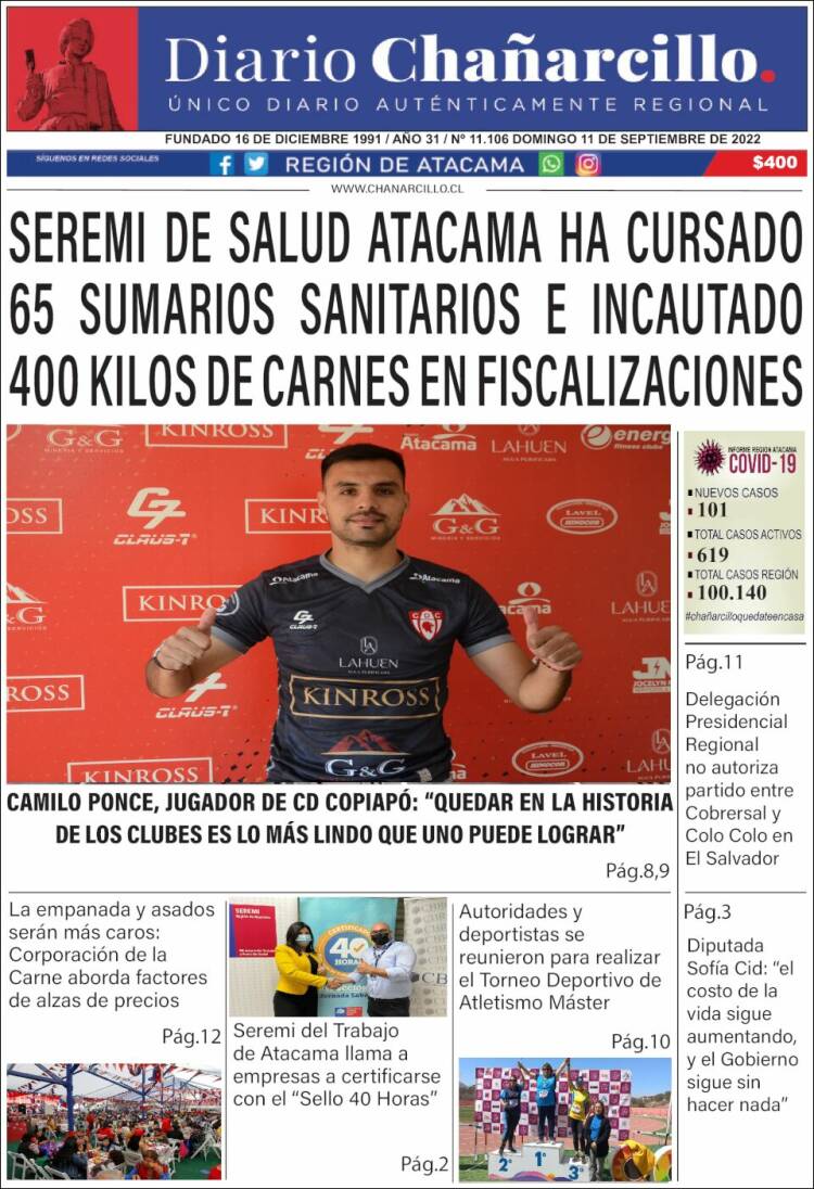 Portada de Diario Chañarcillo (Chile)