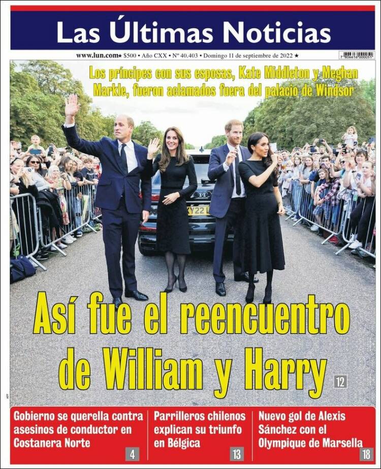 Portada de Las Últimas Noticias (Chile)