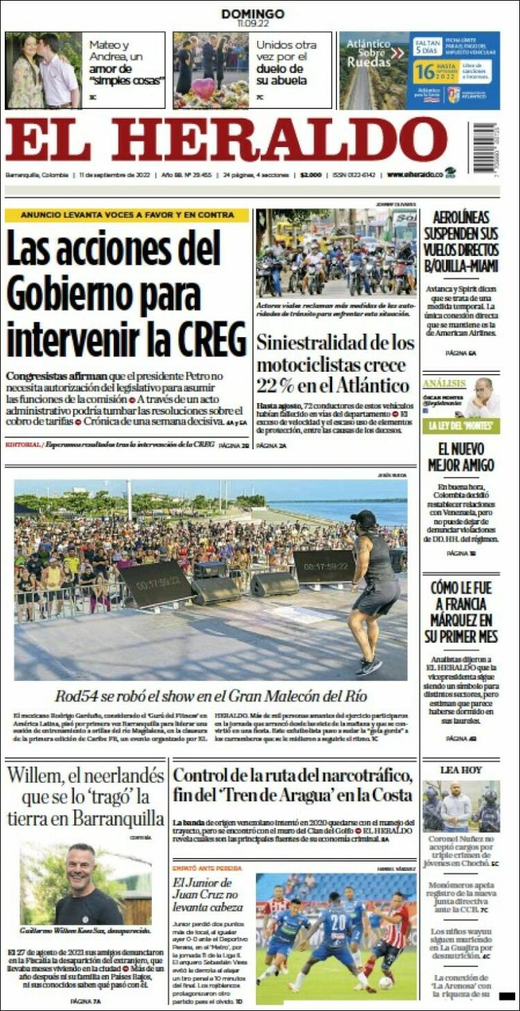 Portada de El Heraldo (Colombia)