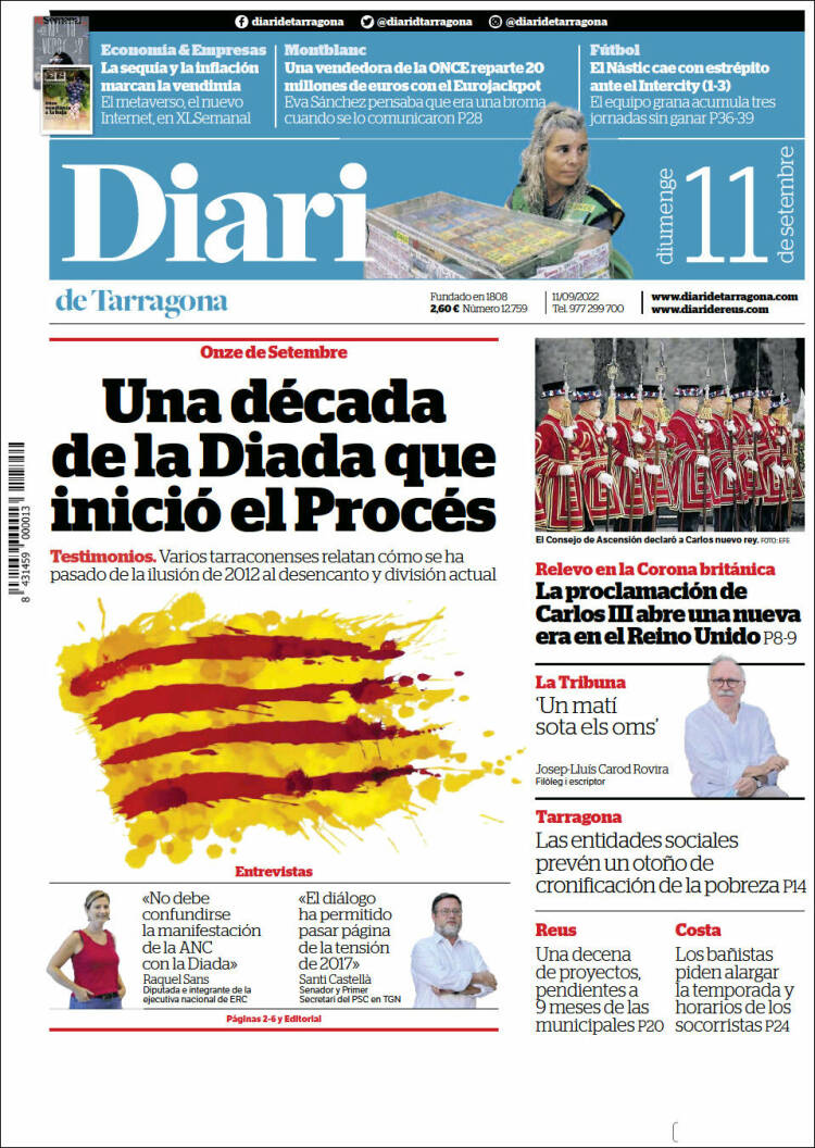 Portada de Diari de Tarragona (Espagne)