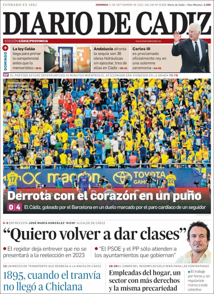 Portada de Diario de Cádiz (Espagne)