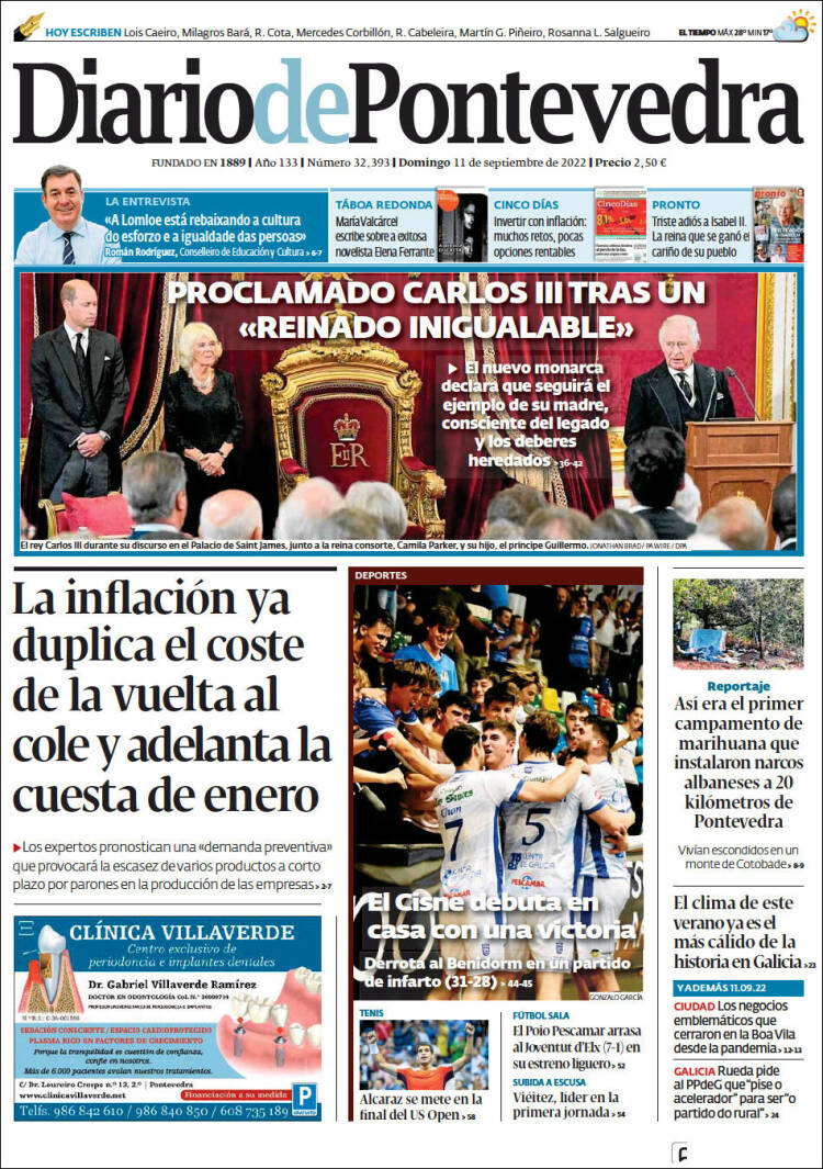 Portada de Diario de Pontevedra (Espagne)